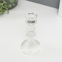 Подсвечник стекло на 1 свечу "Колонна с шарами" прозрачный 15,5х8х8 см