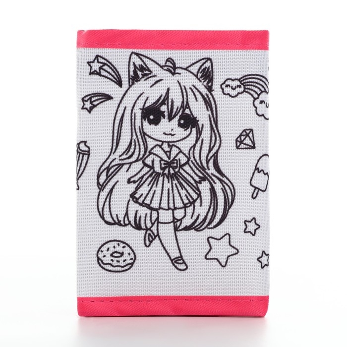 Кошелек  на липучке под раскраску "Аниме девочка"