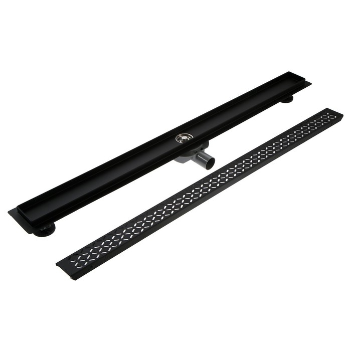 Трап ZEIN engr, c флaнцeм свободного вращ 360&deg;, 7*100 см, d=40/50 мм, нерж сталь, черный