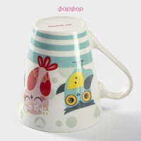 Кружка фарфоровая Доляна &laquo;Совушки&raquo;, 320 мл