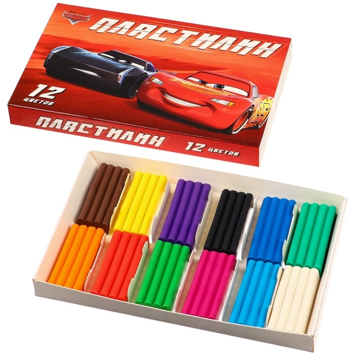 Пластилин 12 цветов 180 г &laquo;Чемпион&raquo;, Тачки