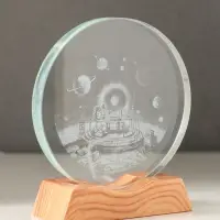 Сувенир стекло свет "Диск.Космическая станция" 5хLED d=10 см, USB 10х4х11,4 см