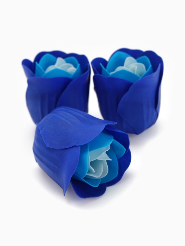 Набор мыльных роз в коробке 16 штук, бирюзово-белые