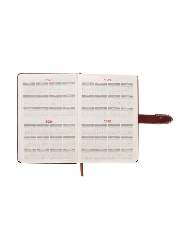 Ежедневник недатированный формат А5, с хлястиком, 112л, линия, пвх, Коричневый