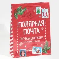 Пакет подарочный новогодний ламинированный &laquo;Полярная почта&raquo;, L 28 х 38 х 9 см
