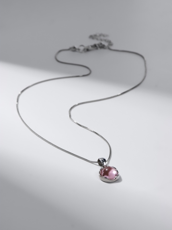 Кулон &laquo;Нежность&raquo; на цепочке, цвет розовый в серебре, 45 см