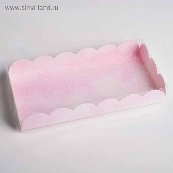 Коробка для печенья, кондитерская упаковка с пластиковой крышкой, Happy your day, 21 х 10.5 х 3 см