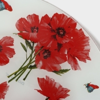 Тарелка стеклянная обеденная Доляна &laquo;Красные маки&raquo;, d=23 см