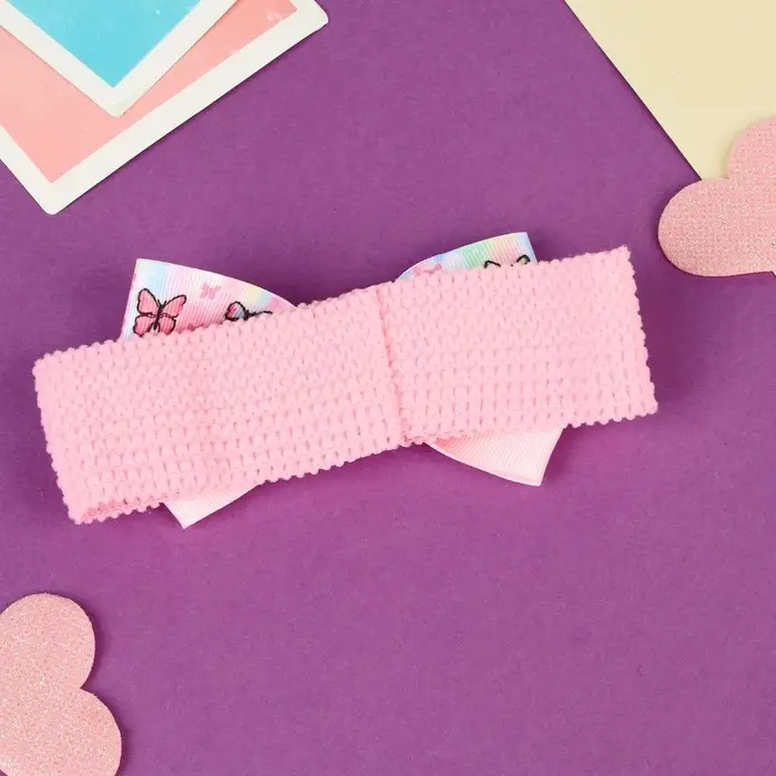 Повязка для волос "Выбражулька" бабочки классик, 16х3 см, розовый