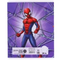 Тетрадь в линейку 24 листа, 5 видов МИКС, тиснение, обложка мелованный картон, &laquo;Человек-паук&raquo;