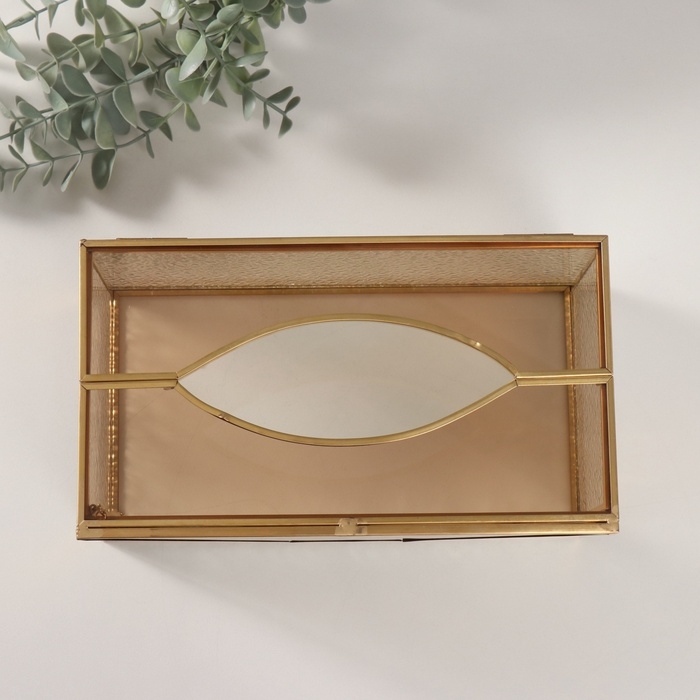 Шкатулка для украшений &laquo;Салфетница&raquo;, стекло с металлическим каркасом, прозрачная рябь, 12.7&times;22.5&times;9 см