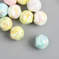 Бусина для творчества пластик "Мятый шарик" МИКС перламутр нежных цветов 1,5х1,5х1,5 см