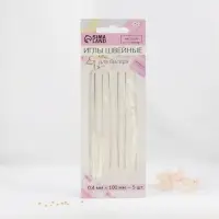 Иглы швейные для бисера, d=0.4 мм, 10 см, 5 шт.