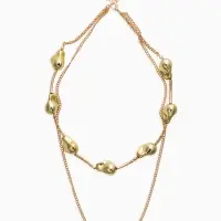Колье "Борокко", цепь, 2 яруса, цвет золото