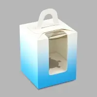 Коробка для капкейков, кондитерская упаковка, 1 ячейка &laquo;Голубой градиент&raquo;, 9 х 9 х 11 см