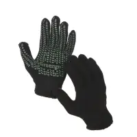 Перчатки рабочие, хб, вязка 7 класс, 2 нити, размер 10, с ПВХ точками, чёрные, Greengo
