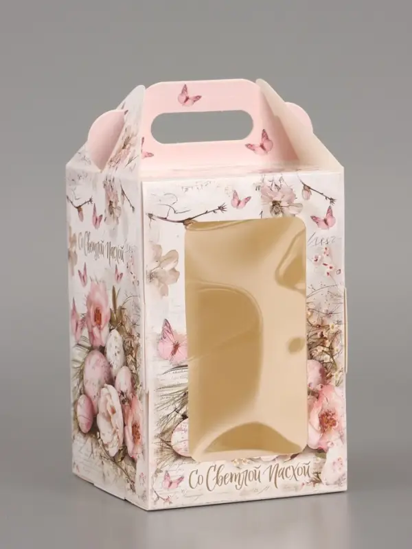Пасхальная коробочка с окном и с ручкой "Пасха" 10 х 10 х 15 см