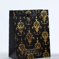 Пакет подарочный вертикальный &laquo;Черное золото&raquo;, MS 18 х 23 х10 см