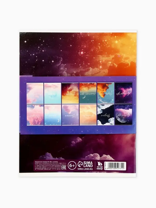 Тетради в клетку, предметные, 48 л., набор из 12 шт., блок №1, Space