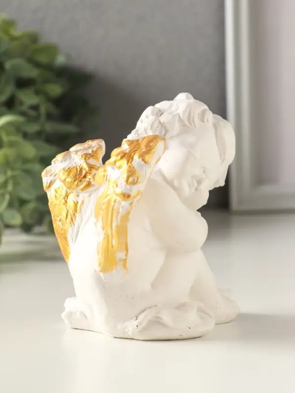 Фигурка гипс &laquo;Ангел спит&raquo;, 10&times;8&times;7 см, белый с позолотой