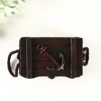 Шкатулка дерево "Морской сундук с якорем" красно-коричневая 12,8х8х5,5 см