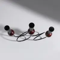 Подсвечник металл, дерево "Параллельные вселенные" d=2,2 см чёрный 25х3,5х27,3 см