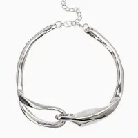 Колье "Стиль", цвет серебро d=12см