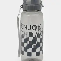 Ланч-бокс, 2 отделения, 2 яруса, с вилкой и ложкой, бутылкой 500мл,20х17х5,5 см, цвет серый   109495