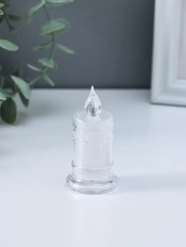 Светодиодная свеча LED "Свеча с подтёками" 3хLR41, прозрачный 3,5х3,5х7,2 см