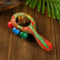 Сувенирный музыкальный инструмент "Маракас с шариками и пластинами" радужный 25х13х5 см МИКС