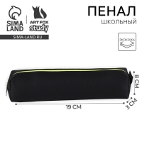 Пенал школьный из искусственной кожи &laquo;Черный&raquo; , 19&times;8&times;3 см