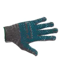 Перчатки садовые, хб, вязка 10 класс, 6 нитей, размер 9, с ПВХ точками, серые, Greengo