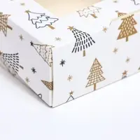 Коробка подарочная новогодняя складная &laquo;Золотые ёлки&raquo;, 10&times;8&times;3.5 см