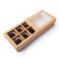 Коробка для 6 конфет с окном, крафт, 13.7&times;9.85&times;3.85 см