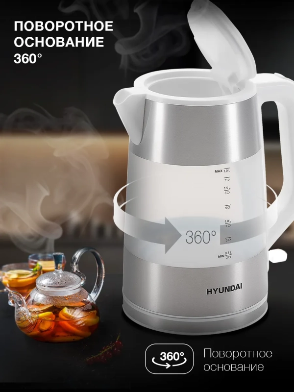 Чайник HYK-P4025 1,9л 2200Вт белый (пластик)