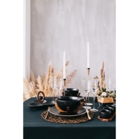 Миска фарфоровая на подставке из бамбука Magistro &laquo;Галактика&raquo;, 1,2 л, 18&times;18&times;8,5 см, цвет чёрный