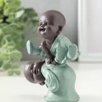 Сувенир полистоун "Маленькие будды - игра в чехарду" зелёно-коричневый 4,7х9,3х11 см