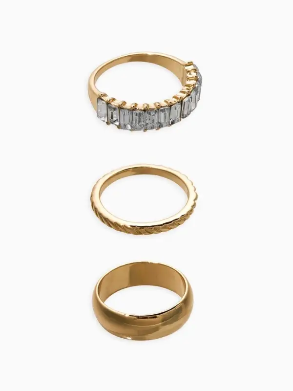 Набор колец 3 шт "Новый стиль" дорожка, размер МИКС, цвет белый в золоте