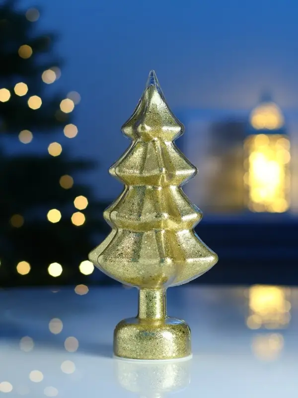 Фигура светодиодная "Елочка золотистая", 1 LED, 25 см, от бат. AAAx3, Т/БЕЛЫЙ