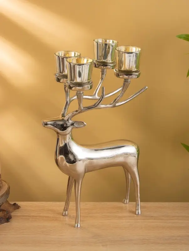 Подсвечник на 4 свечи "Олень" 17х26,5х38 см, алюминий