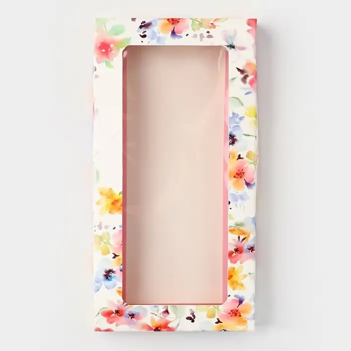 Коробка для шоколада &laquo;Цветы&raquo;, с окном, 9.4 х 1.7 х 18.4 см