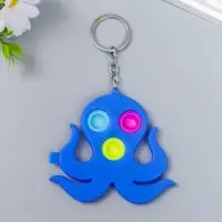 Брелок резина антистресс (бесконечная пупырка) "Синий осьминог" МИКС 9х8,5 см