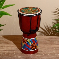 Сувенирный музыкальный инструмент "Барабан Джембе Разноцветный" 13x13x24 см, МИКС