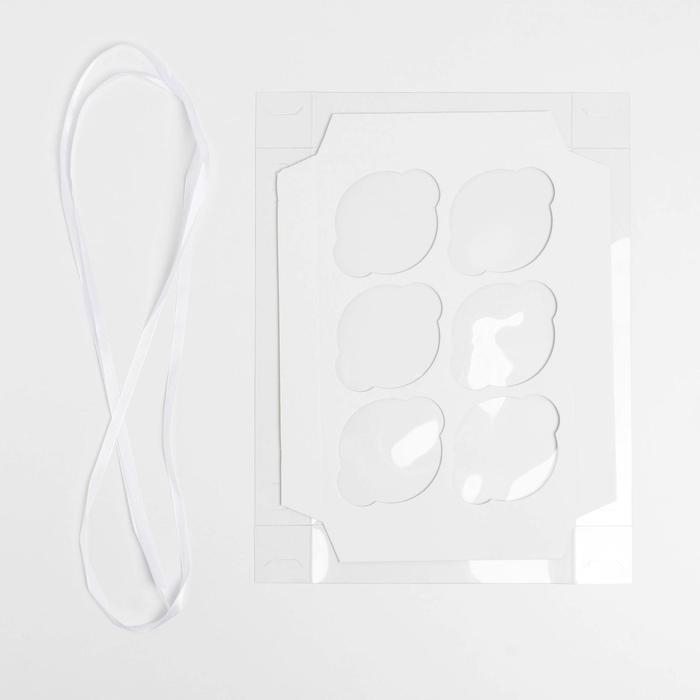 Коробка для капкейков, кондитерская упаковка с PVC крышкой, 6 ячеек &laquo;Цветы&raquo;, 8 марта, 23 х 16 х 10 см