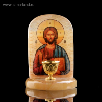 Икона &laquo;Иисус Господь Вседержитель&raquo;, с подсвечником, селенит