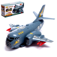 Самолет &laquo;Транспортный&raquo;, работает от батареек, световые и звуковые эффекты, цвет серый