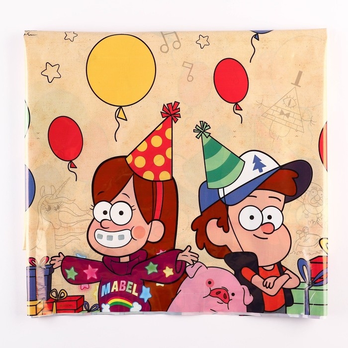 Скатерть одноразовая праздничная 120х180 см, 35 мкр, Гравити Фолз