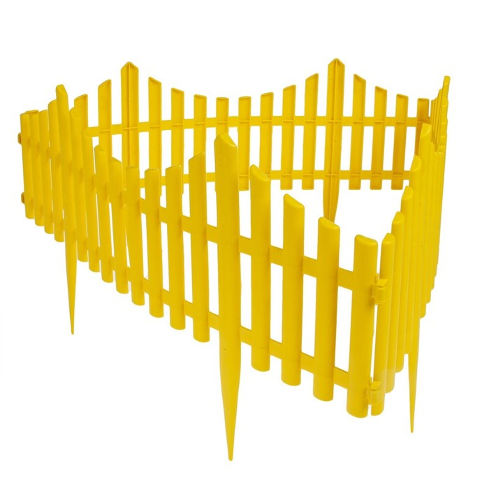 Ограждение декоративное, 30 &times; 300 см, 5 секций, пластик, жёлтое, Greengo