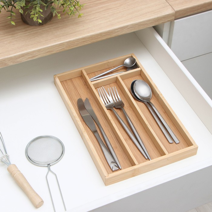 Сушилка для столовых приборов Доляна &laquo;Бамбуковый лес&raquo;, 33,5&times;22&times;3 см, 4 ячейки