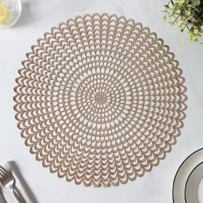 Салфетки сервировочные на стол Доляна &laquo;Солнечная&raquo;, d=38 см, 4 шт, цвет золотой